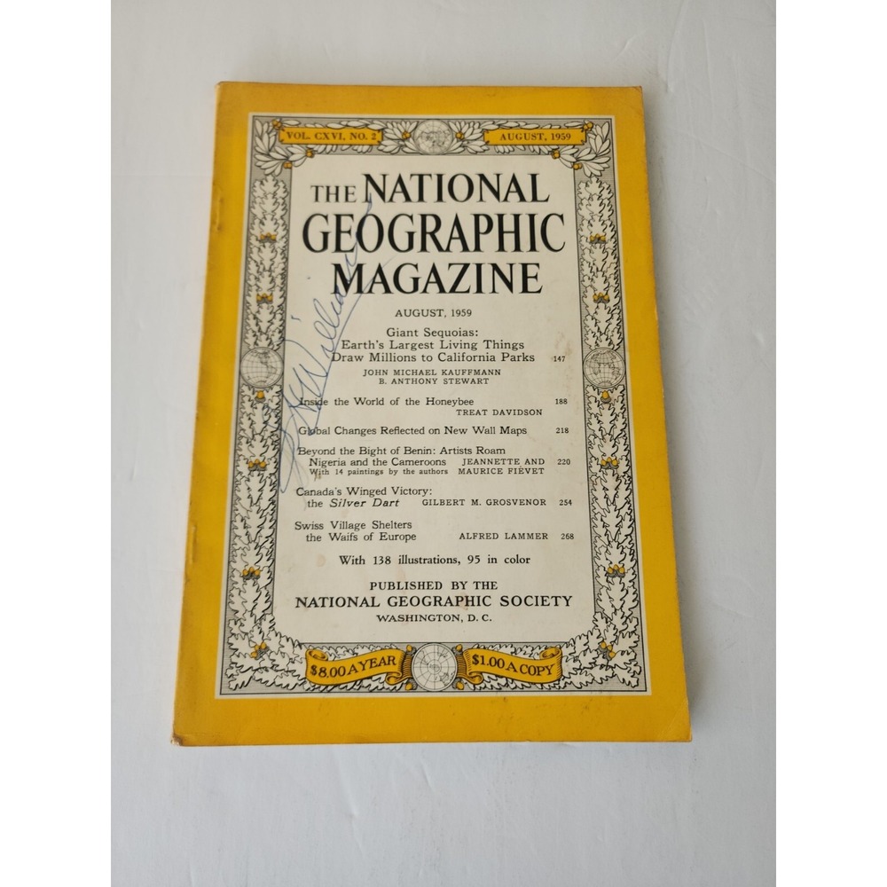 National Geographic Magazine August 1959 No Map Writing On Cover